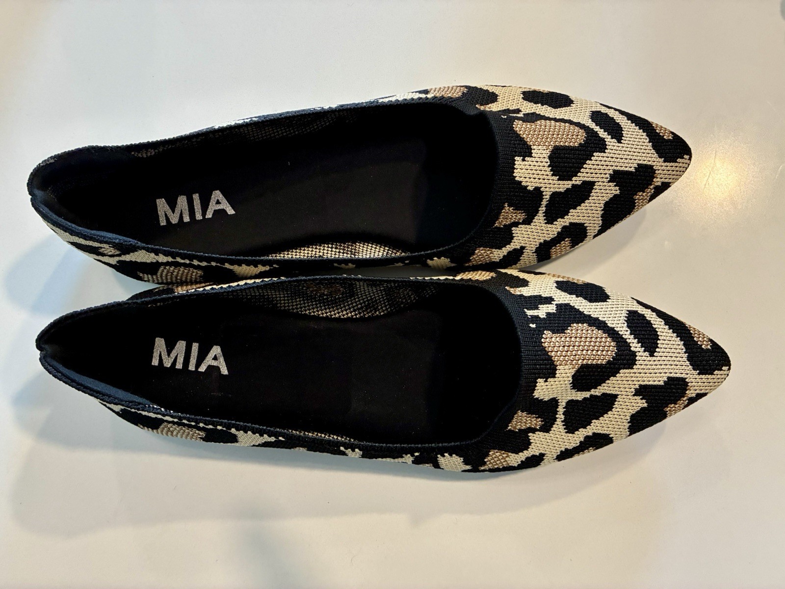 MIA Kerri Womens New Leopard Print Knit Pointed Toe Ballet Flat Shoes Size 8