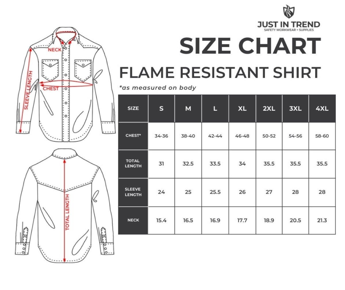 Flame Resistant Shirt FRC – 100% Cotton blend, 7 oz., Light Weight