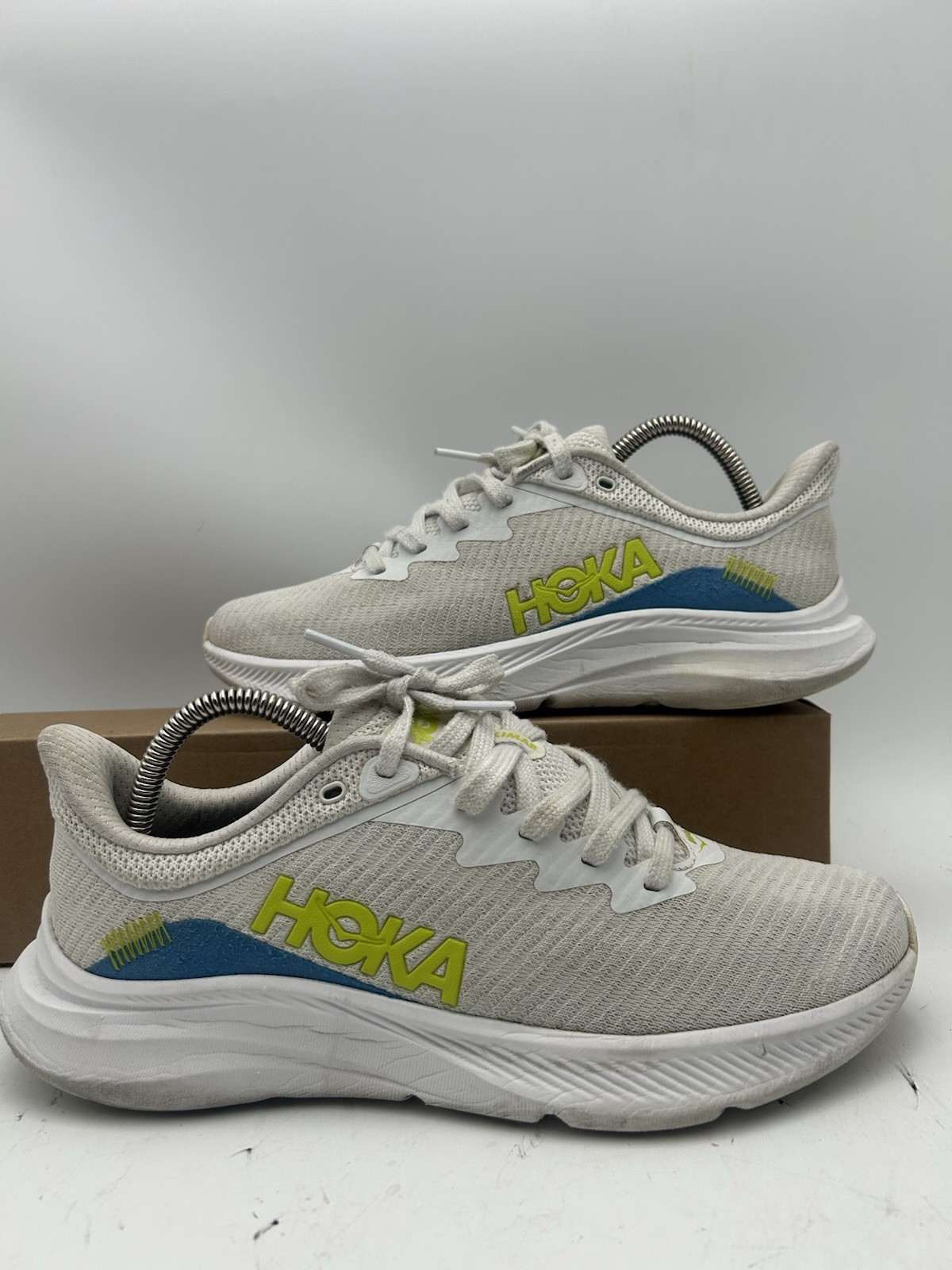 HOKA One One Solimar Running Shoes Men’s Size 8.5D White Blue Lime 1123074F