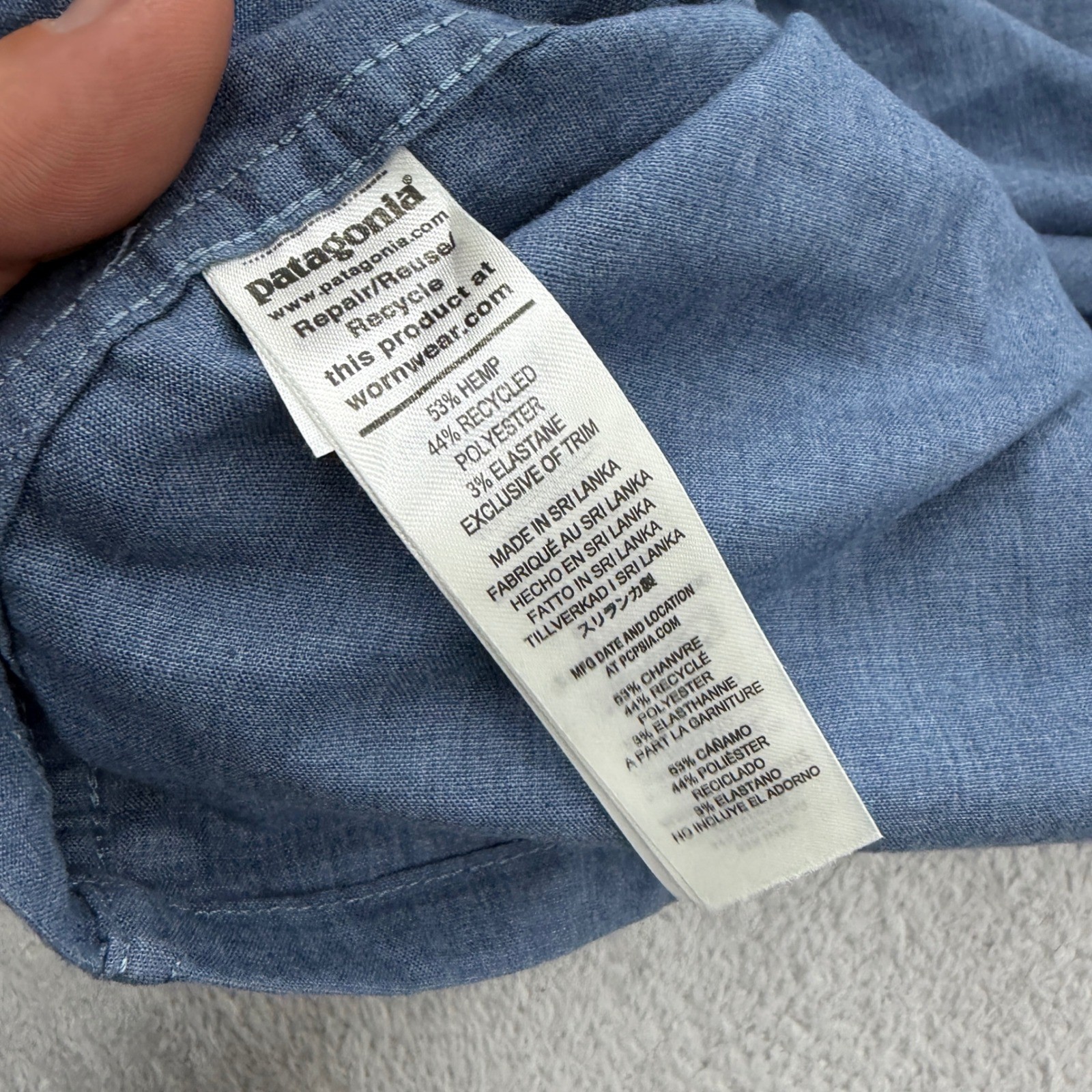 Patagonia Mens Light Farrier Shirt Utility Blue Hemp Blend Large 41850 SP24 NWT