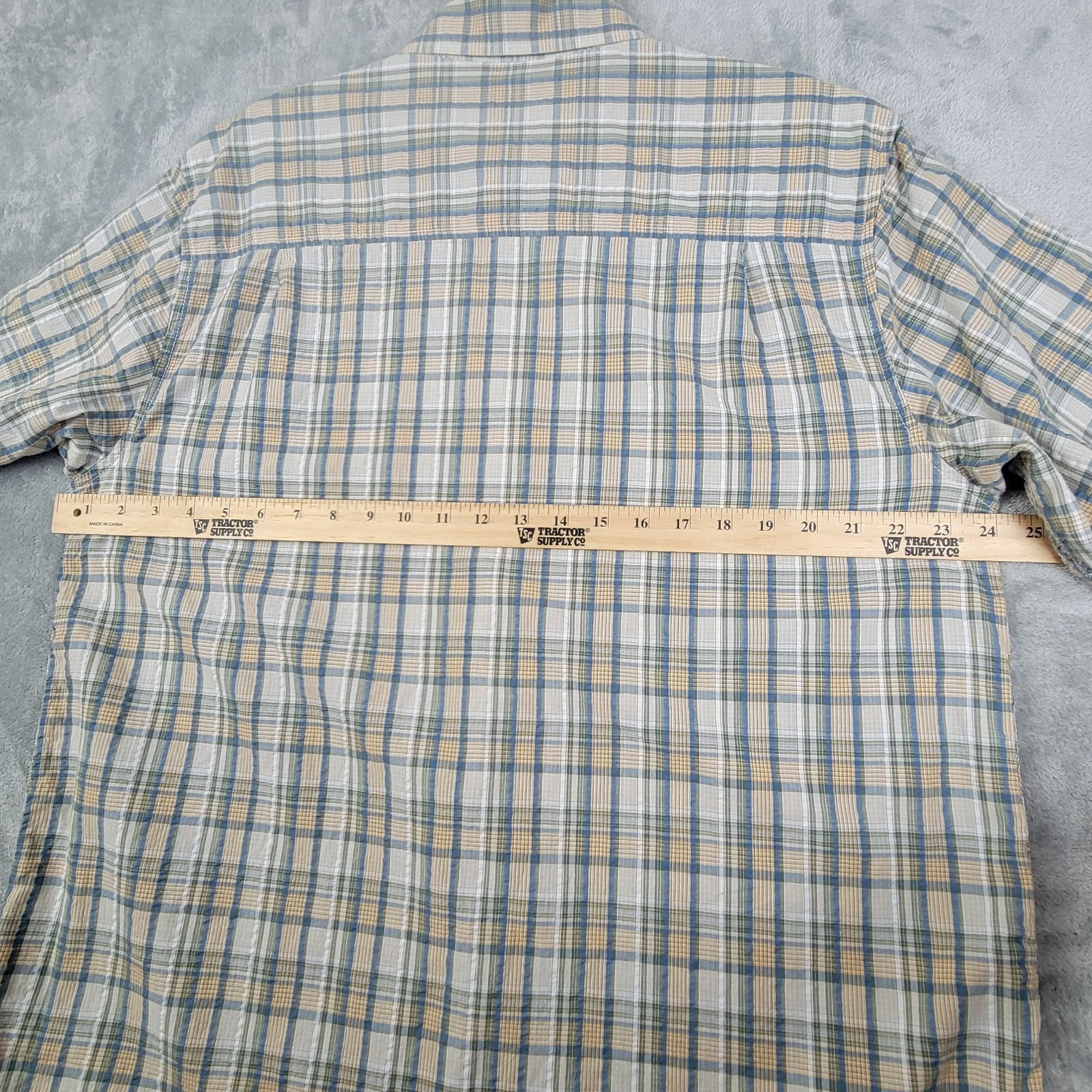 Royal Robbins Short-sleeve Blue, Yellow, Beige Plaid Button-up Shirt Mens LG