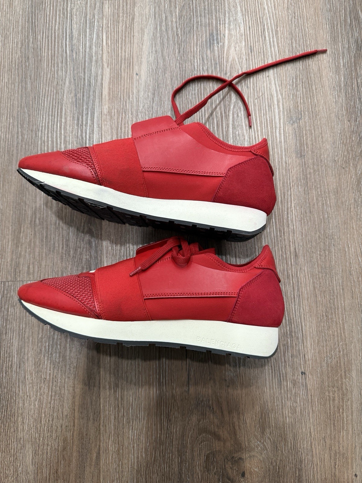 Balenciaga Red Mesh And Leather Race Runner Low Top Sneakers Size 39