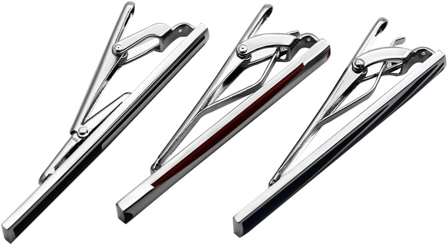 Unique Tie Clip for Men Set White Blue Red Tie Bars,Novelty Tie Clip Vine Patter