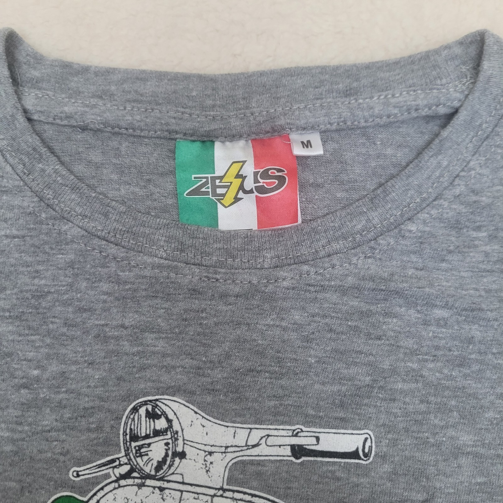 Italian Design Medium Vespa Scooter T-Shirt Zesus Firenze Stylized In Italy