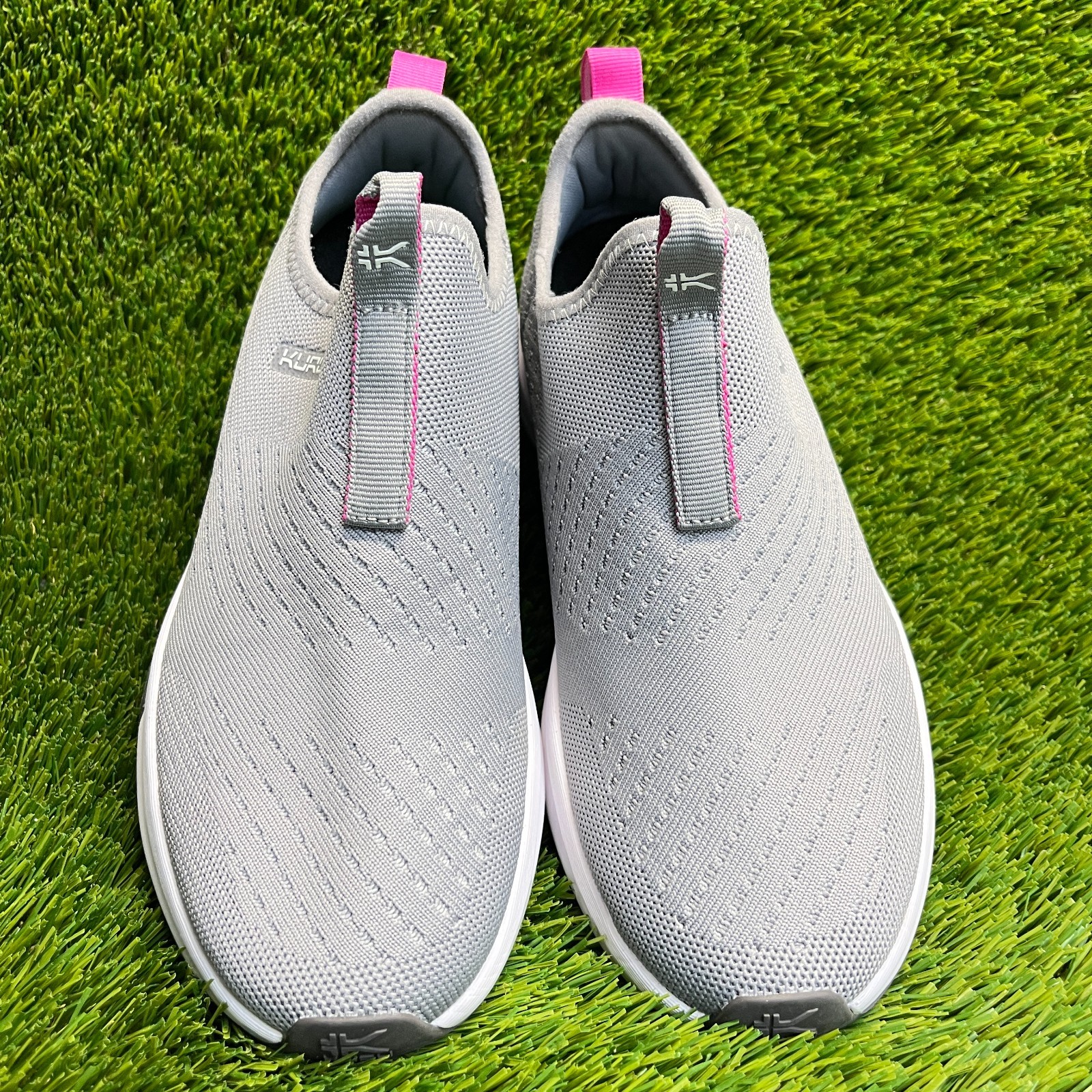 Kuru Atom Womens Size 8.5 Gray White Athletic Walking Slip On Shoes Sneakers