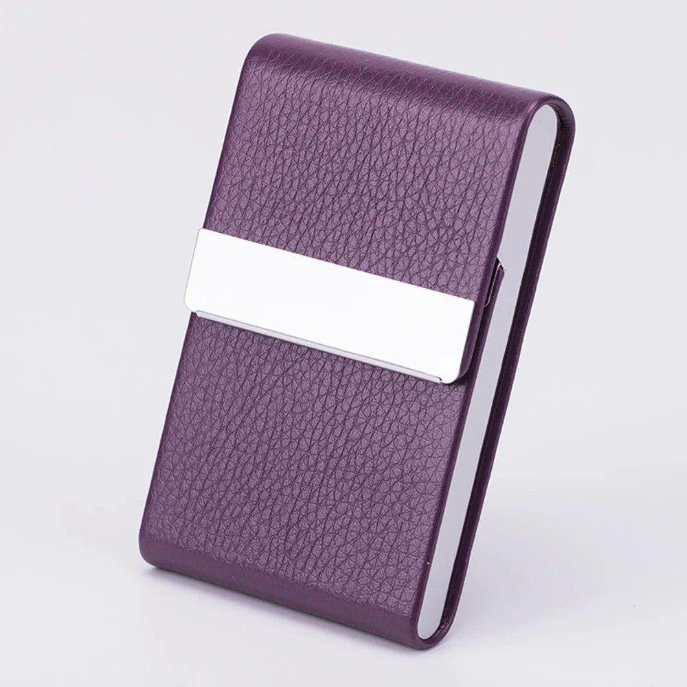 Business Card Holder Case – Slim PU Leather Metal Pocket Card Holder with Magnet