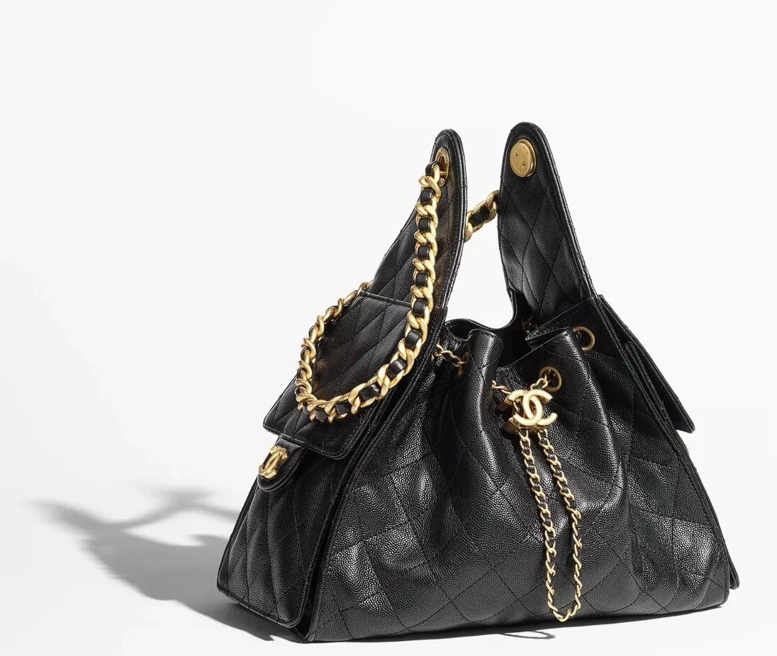 Chanel Mini 25 Hobo Bag Black Caviar Antique Gold Hardware
