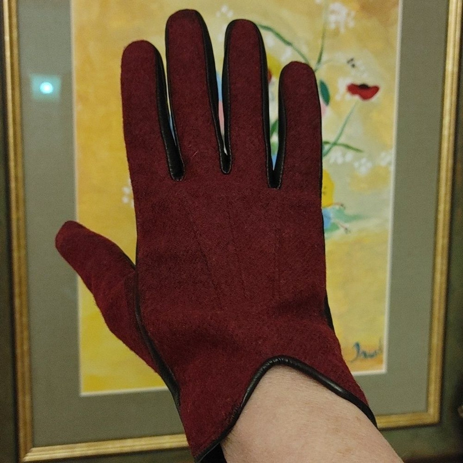 Vintage Eddie Bauer Wool and Leather Gloves Size L