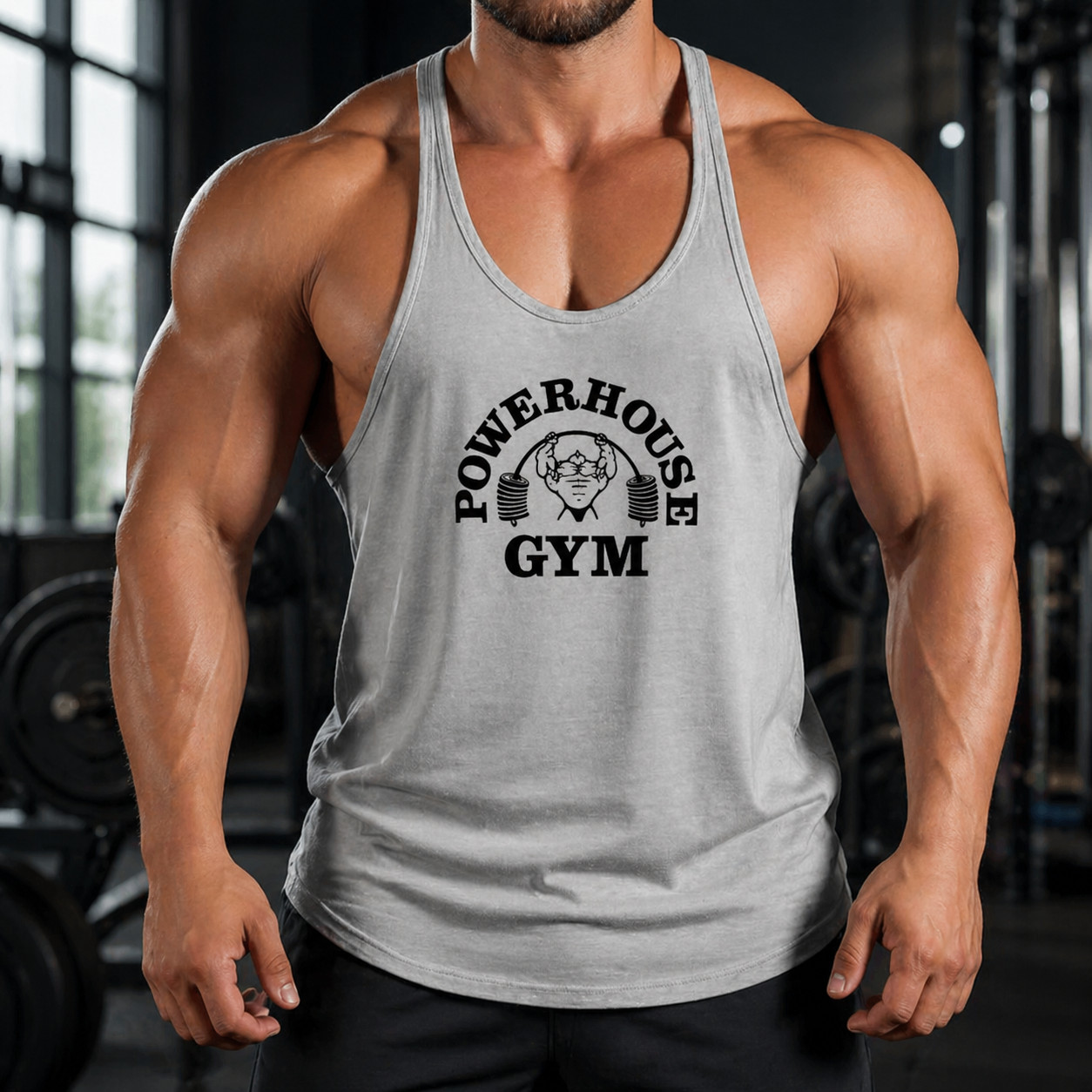Men Tank Tops Sleeveless Y-Back Shirts Gym Stringer Bodybuilding Fitness Vest