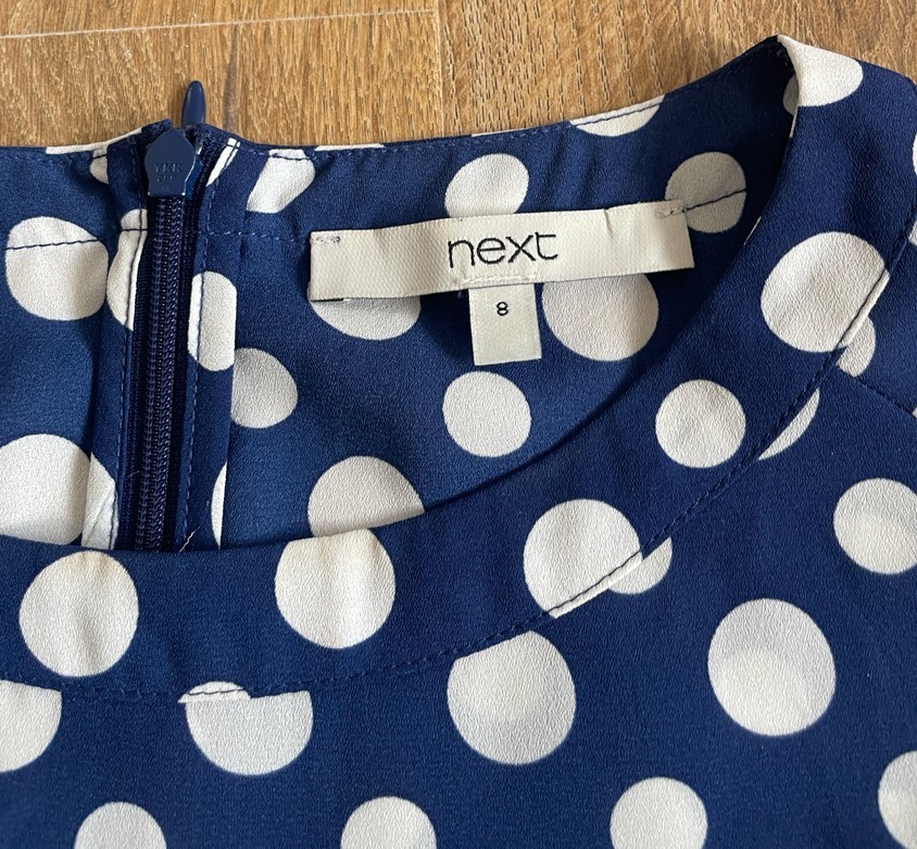 NEXT Women’s Navy Polka Dot Blouse UK 8 – Classic Style, VGC