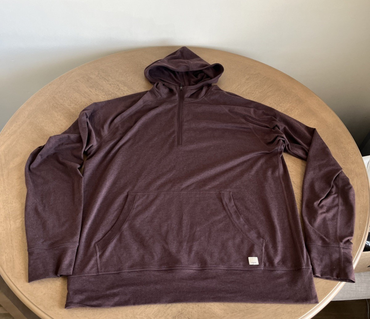 Vuori Ponto Performance Half-Zip Hoodie in Mahogany Heather- Men’s Size Large