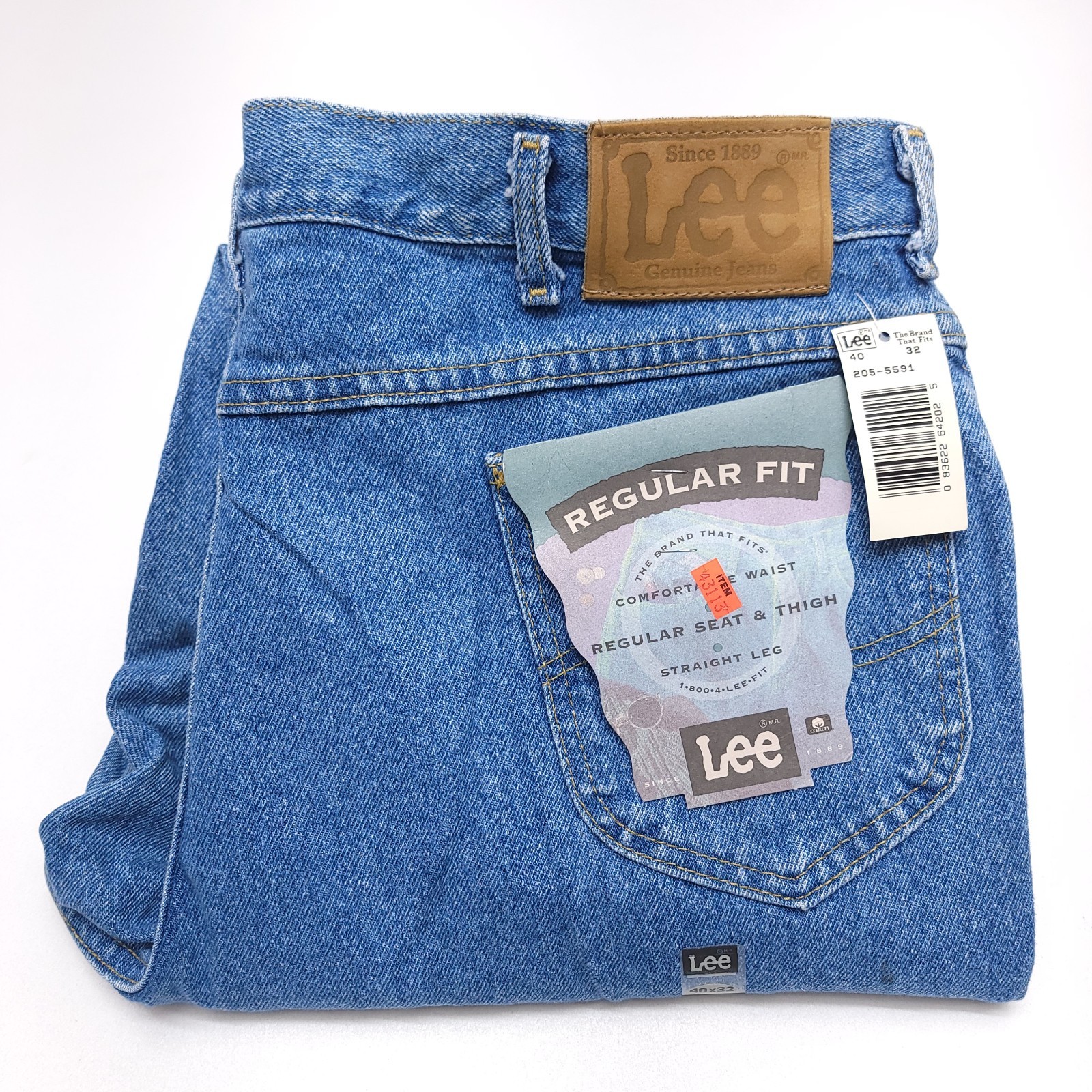 Lee Jeans Regular Fit Mens 40×32 Made In USA Classic Vintage 90s NWT
