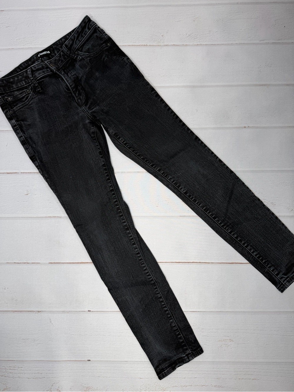 Express Skinny Jeans Women’s 29×30 Black Wash Stretch Mid Rise Denim