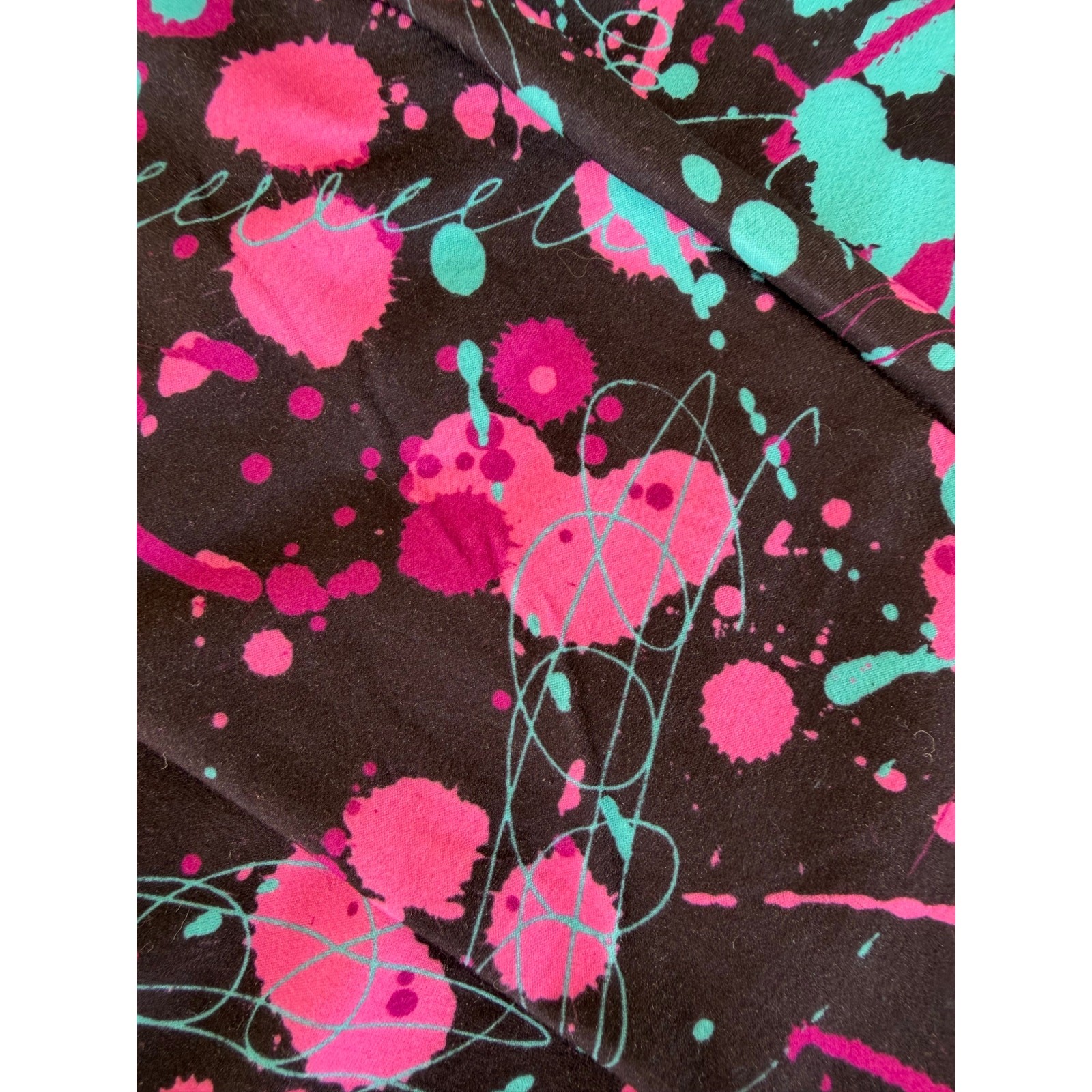 Y2K Retro Sissycos NWT Black Artistic Splash 80s 90s Funky Graffiti Leggings S
