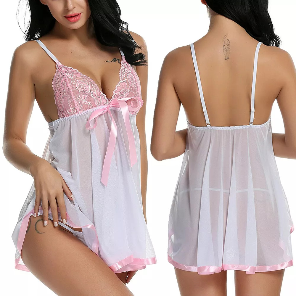 Women’s Sexy Lingerie Babydoll Sleepwear Underwear Lace Dress G-String Nightwear