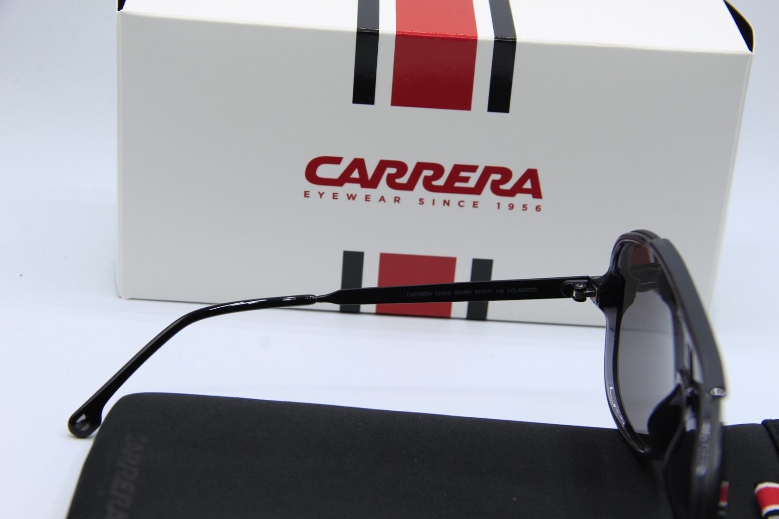 NEW CARRERA 1059/S 08AM9 POLARIZED BLACK AUTHENTIC SUNGLASSES W/CASE 64-11