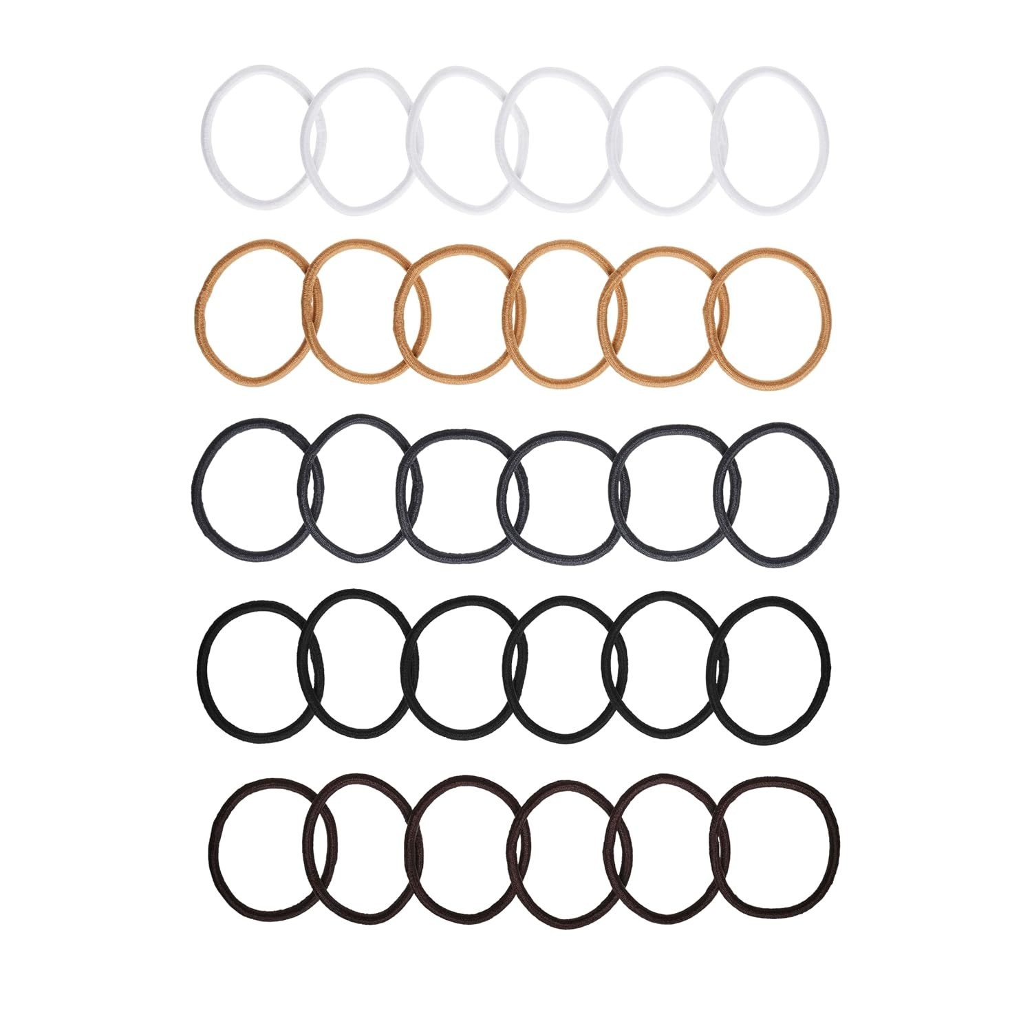 Ouchless Elastic Hair Ties – 30 Ct Assorted Neutrals, Perfect for All Hair Types