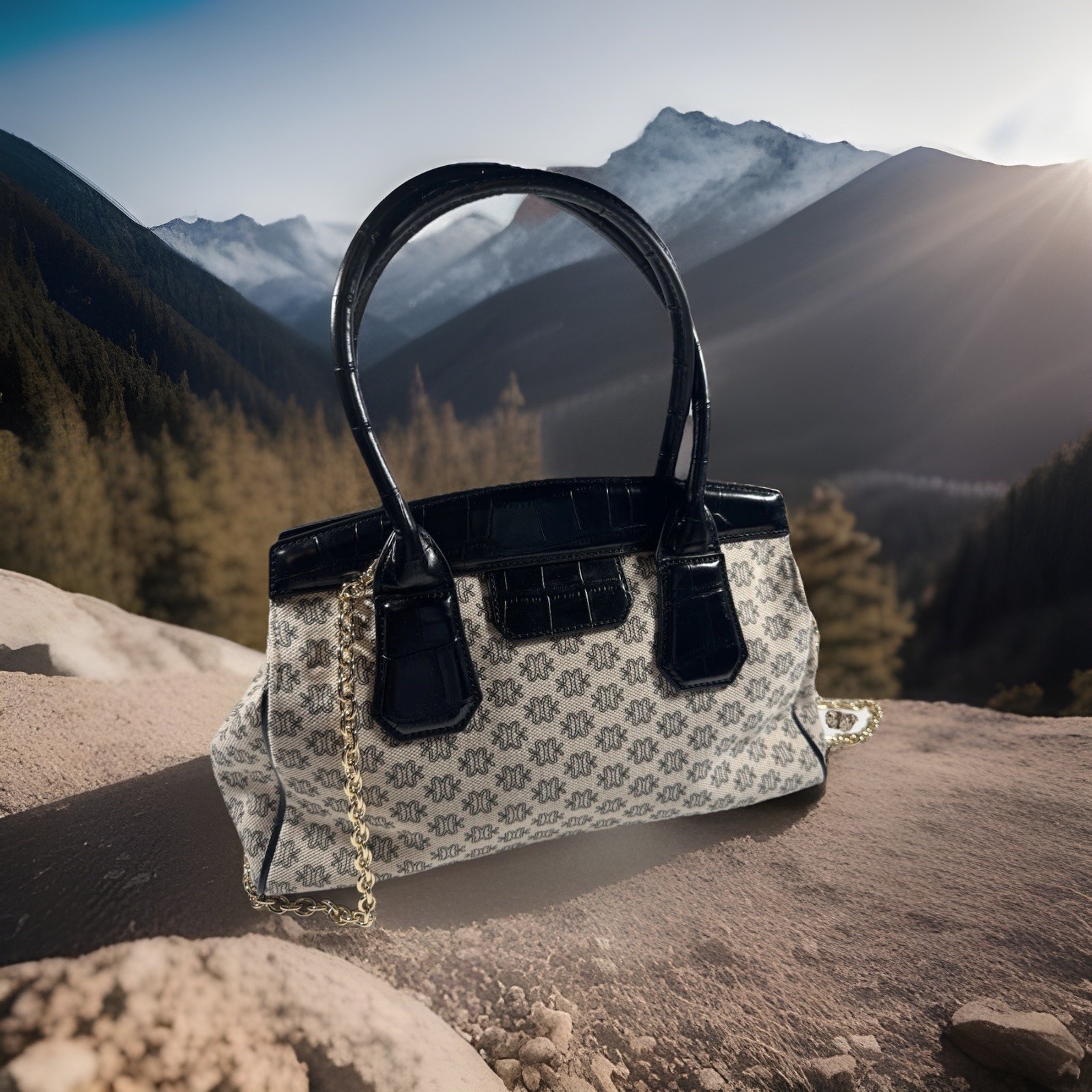 Matching Genuine Leather Trimmed Handbag and Tote – Made in Italy
