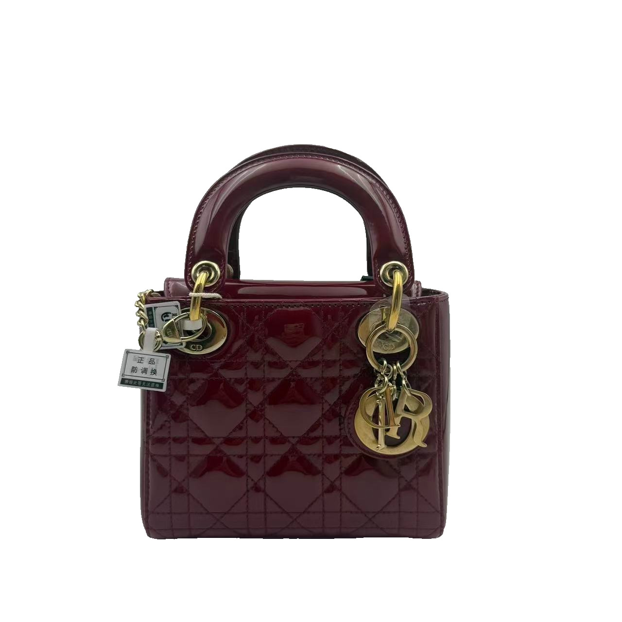 Dior Mini Lady Dior dark Red/Burgundy Patent Leather H22814