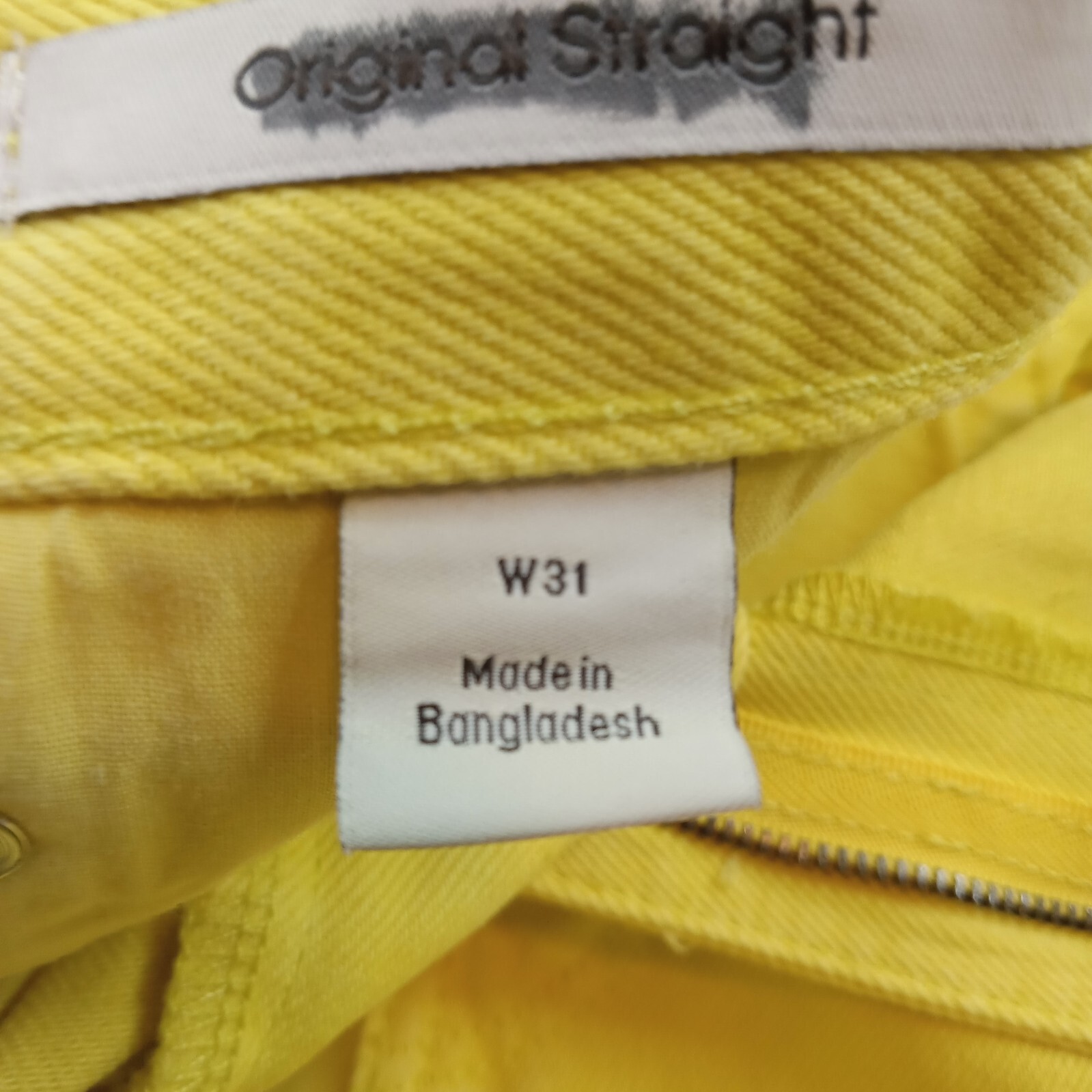Calvin Klein Jeans Mens 31 (33x28Actual) Yellow Denim Straight Leg Casual