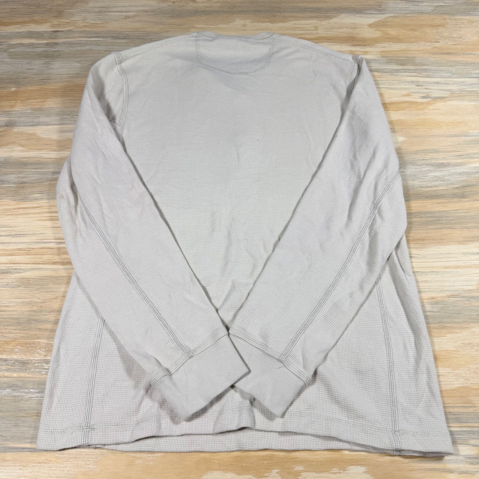 Eddie Bauer Mens Large Gray Waffle Knit Thermal Henley Long Sleeve Shirt