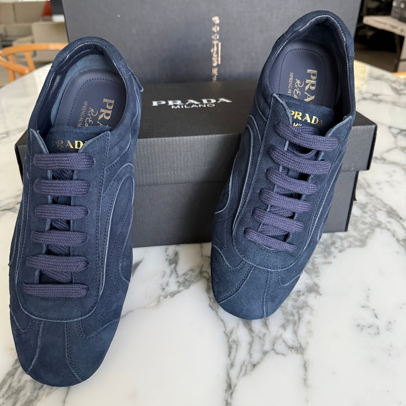 Prada 4E1165 Men’s Montecarlo Re-Edition 2005 Suede Sneakers, UK sz 8