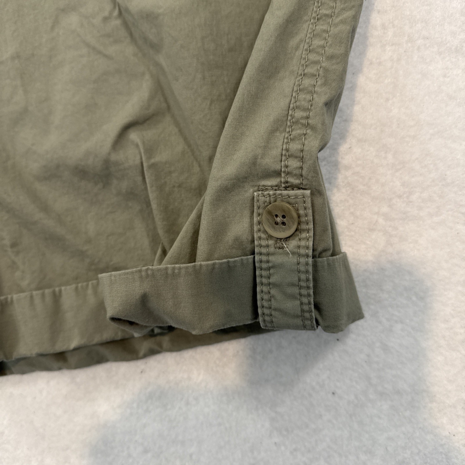 Chicos Womens Shorts 3.5 18 Olive Green Cargo Buttoned Hem Casual Utility