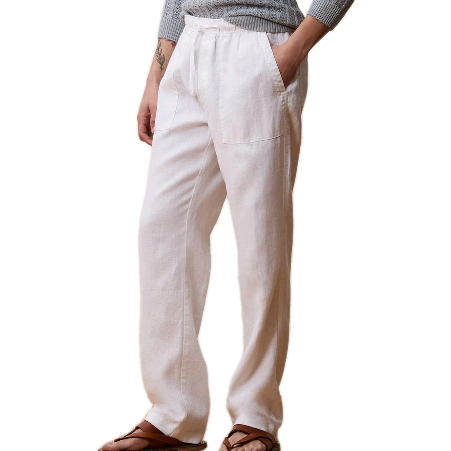 NWT Todd Snyder XL Straight Fit 100% Linen Beach Pant White Pockets $198 Light