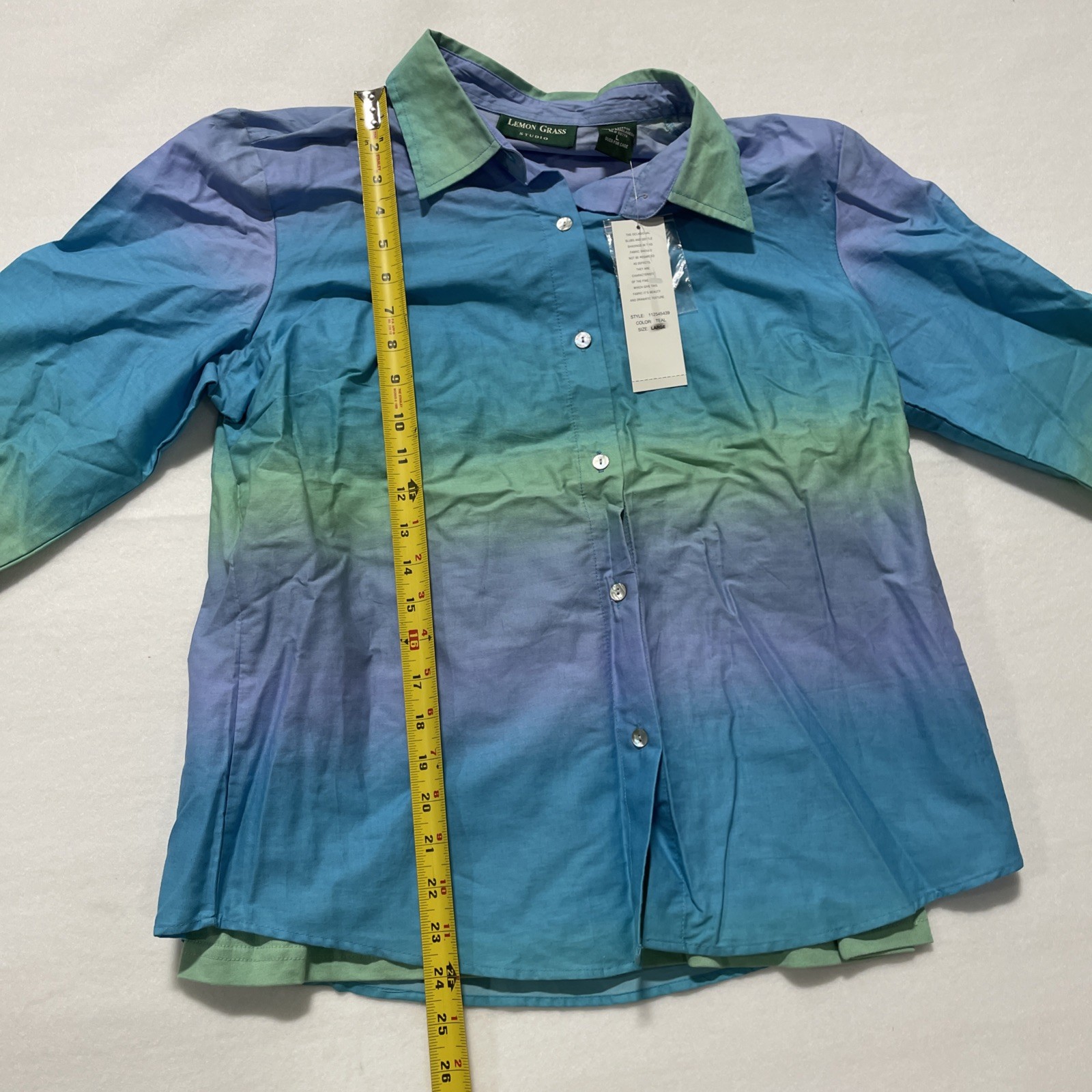 New with tags Lemongrass Studio Ombre Stripe Shirt Large 100% Cotton