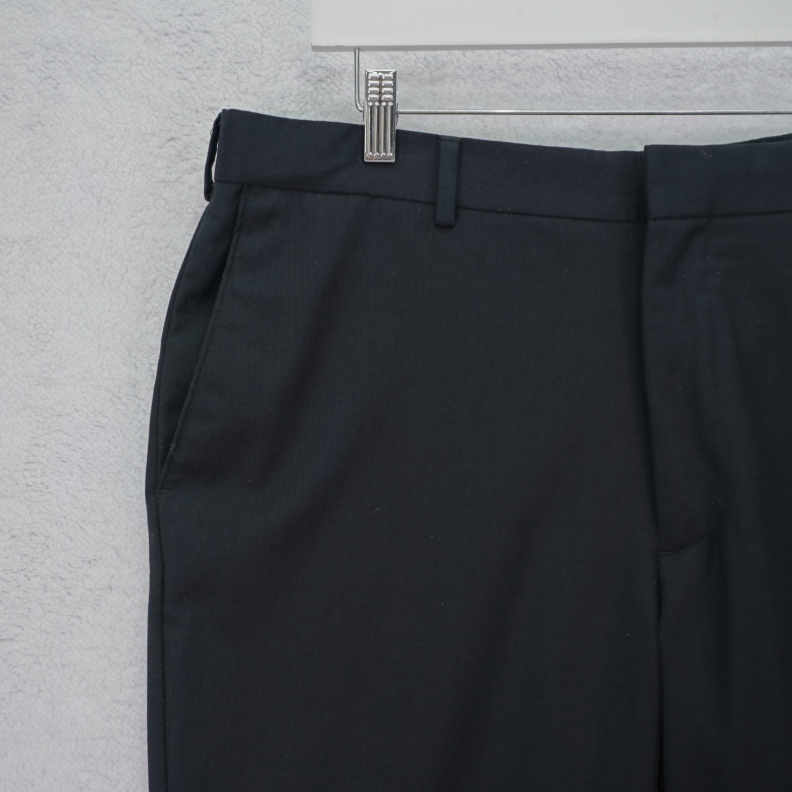 Covington Polyester Rayon Dress Pants Trousers Black Striped 36 / 30 Mid Rise Fl