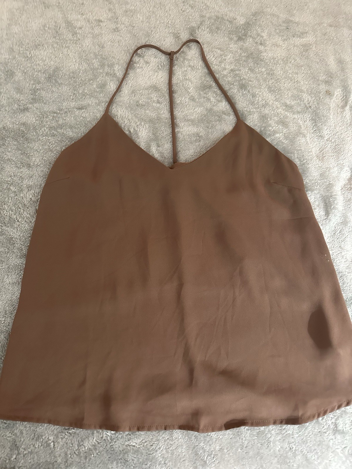 Forever 21 Top Women Size Small Brown Halt Neck Sleeveless Lightweight