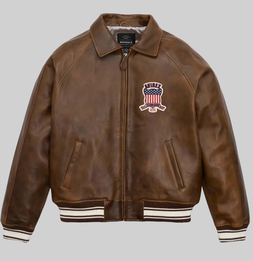 New Men Avirex Genuin Leather Bomber Jacket Iconic USA Design Personalized Gift
