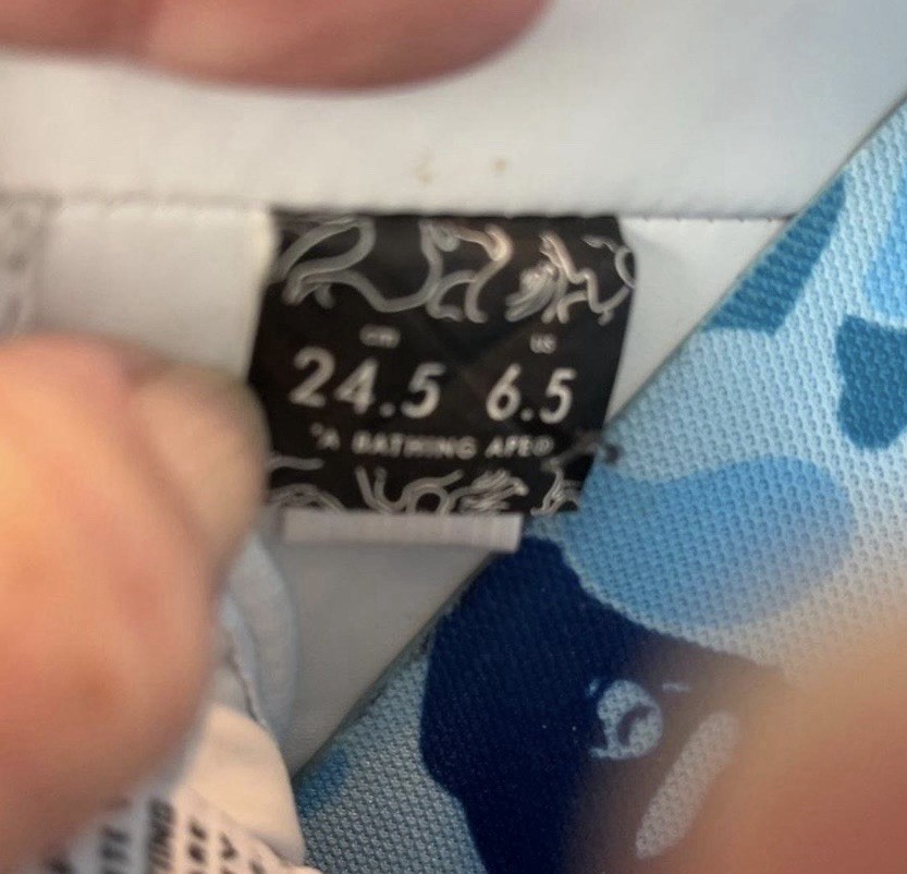 A Bathing Ape BAPE STA Low Top Sneaker RARE White/Blue Camo Lace-Up 1H701919645