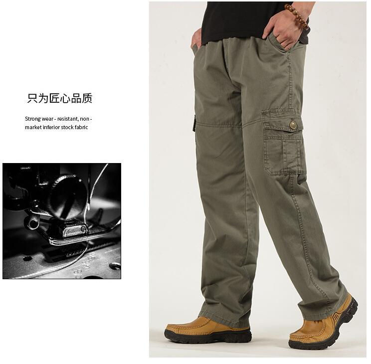 New Men Straight cargo pants middle aged Dad Loose Casual elastic Trousers Long