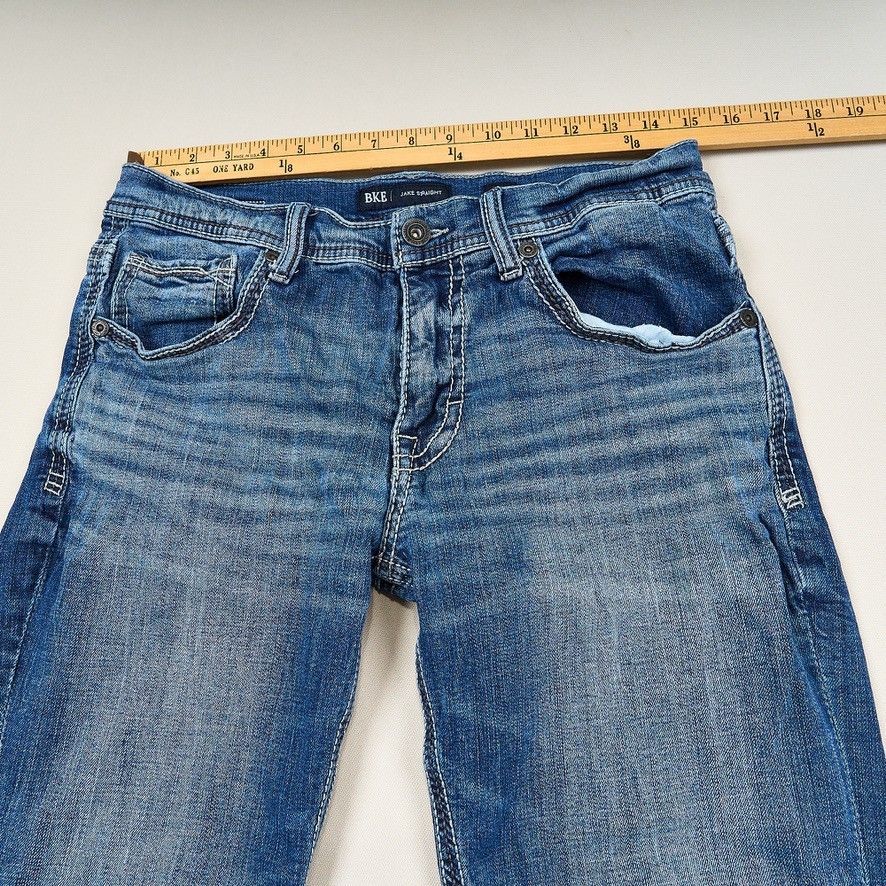 BKE Jake Straight Jeans Mens Sz 32 Blue Bootcut Cotton Stretch Denim