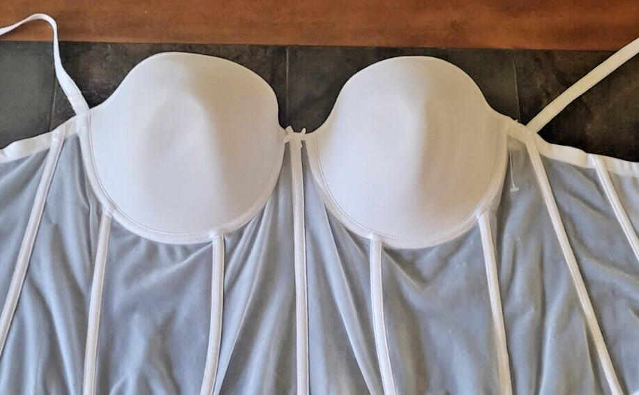 46DD Carnival Full Coverage Underwire Sheer Torsolette 428 w/ Removable Garters