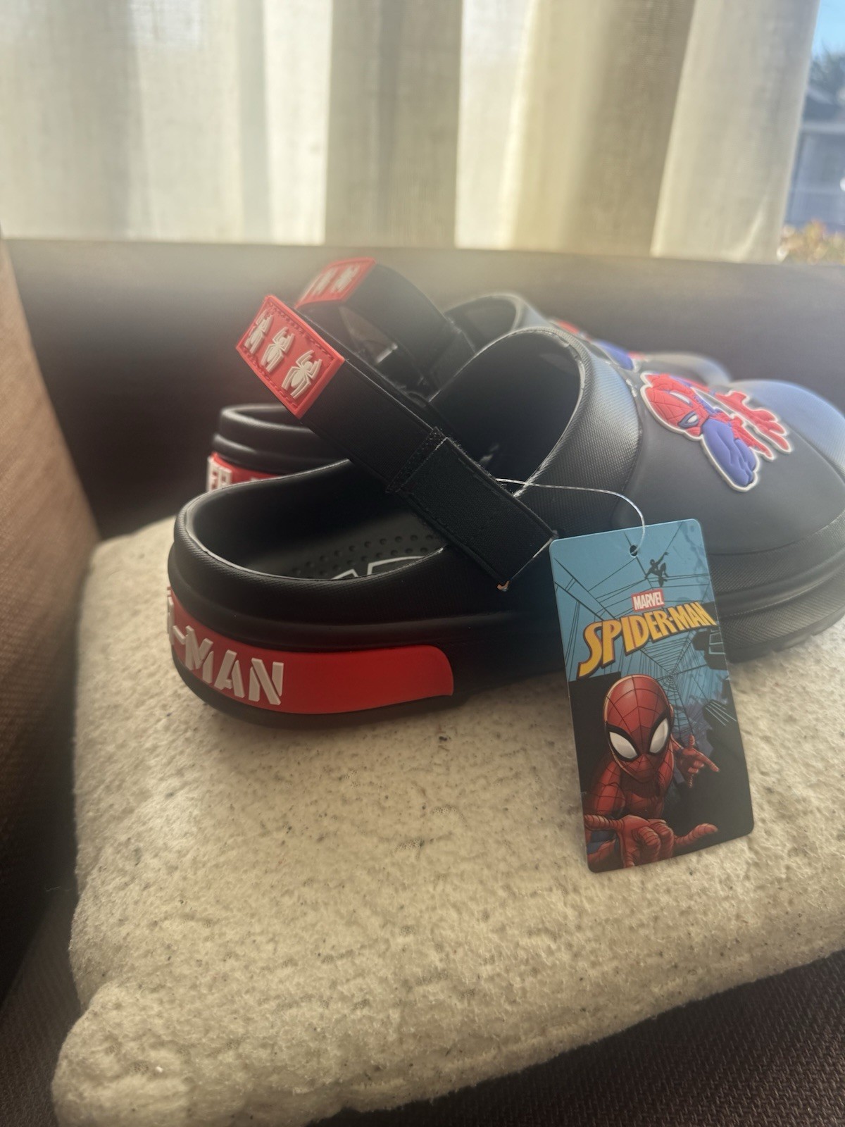 Ground Up Spider-Man Boys Clog Sandals, Slip-On Heel Strap, Black/Red/Blue 3