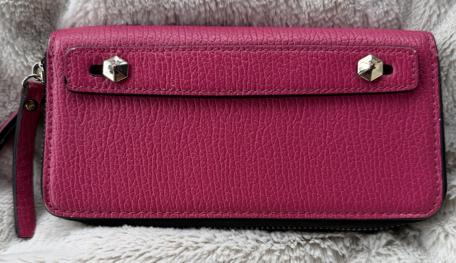 Mix No. 6 Women’s Pink Wallet 2 Zip Around Pockets Credit Card Slots Used