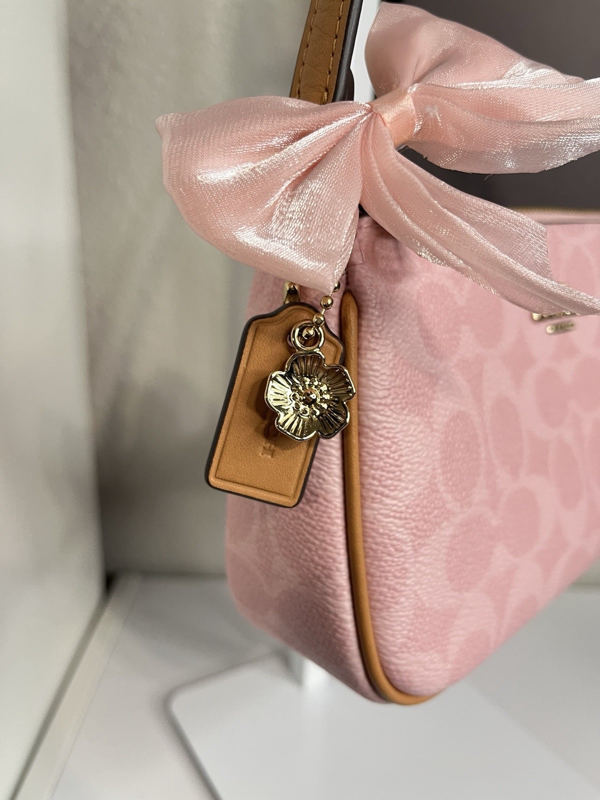 Coach Powder Pink Nolita Small Shoulder Bag w/ Bow Charms