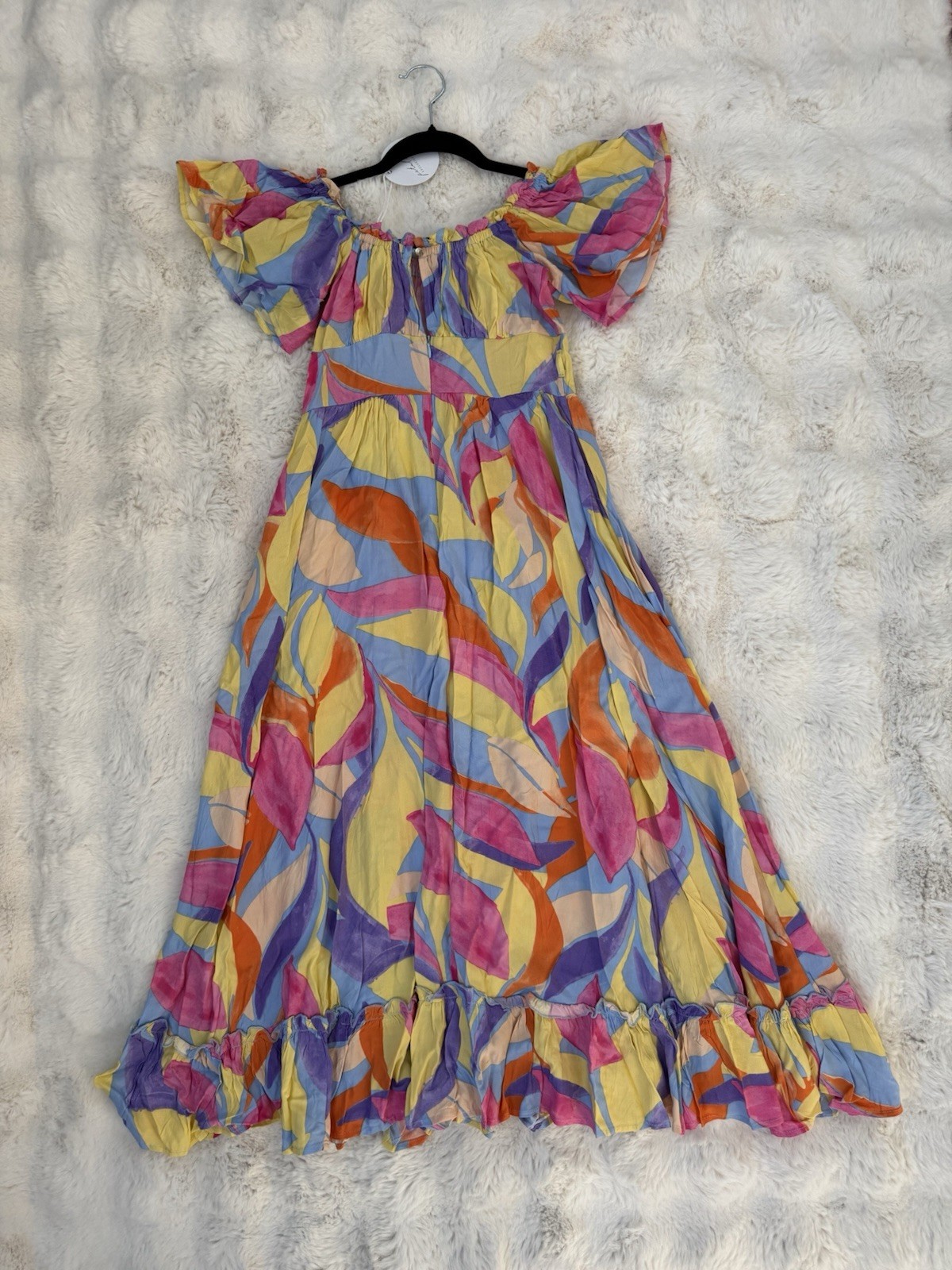 Petal + Pup Off Shoulder Floral Maxi Dress Multicolor Rayon Woven XS