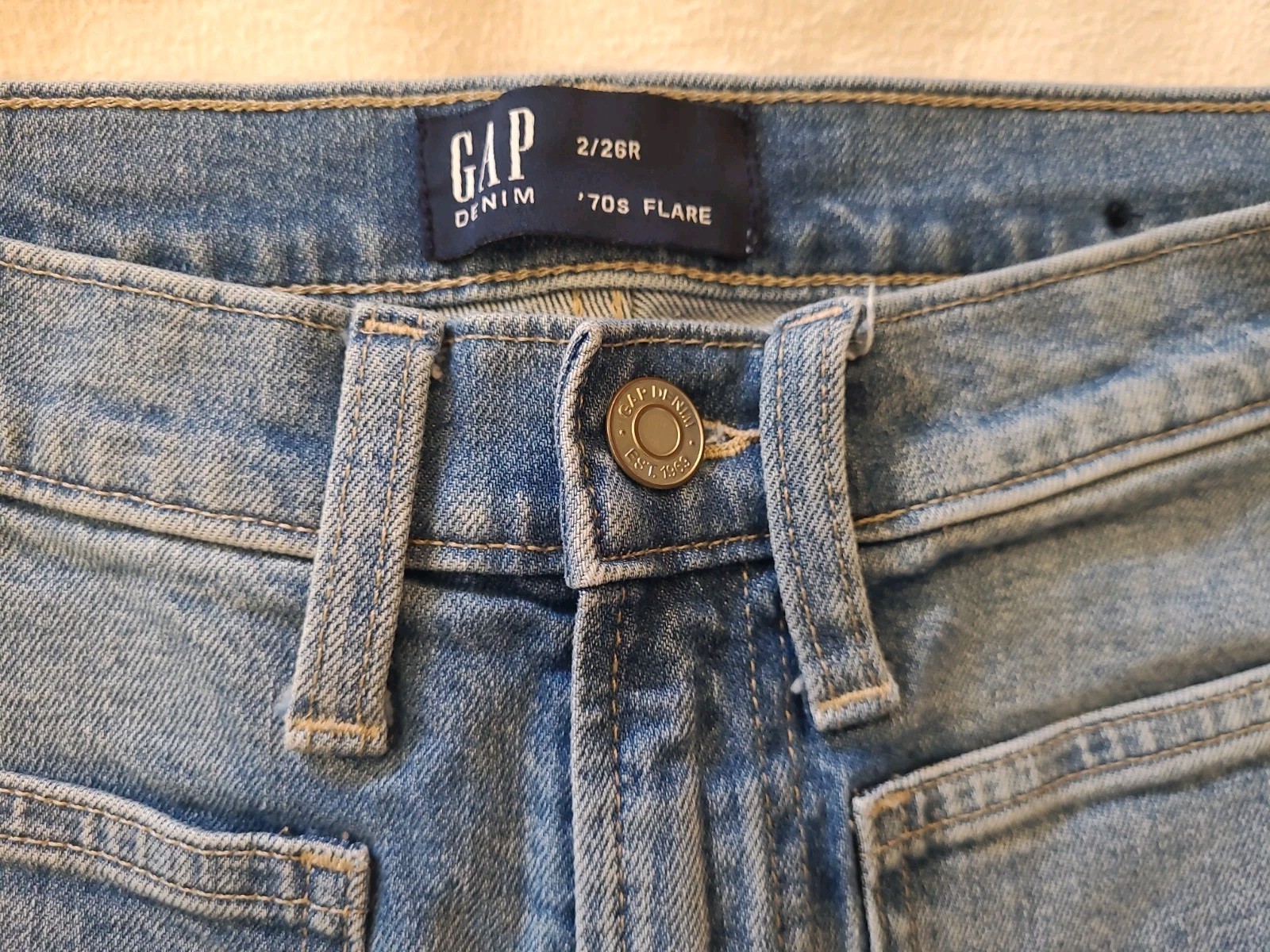 Gap Size 2 / 26 R Demin Jeans Pants ’70s Flare Stretch