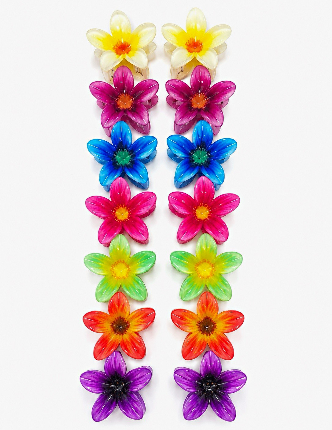 3PCS Flower Hair Clips Plastic Multicolor Floral For All Hair Types Women Teens
