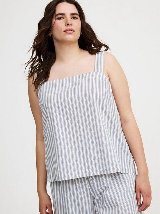 torrid Blue & White Striped Square Neck Tank
