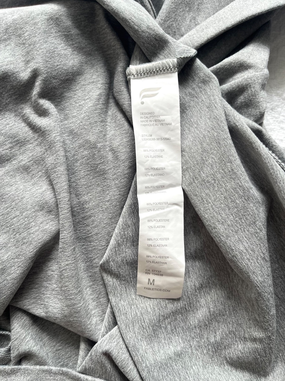 Fabletics Cloud Jersey Hoodie Women’s Cropped Size M Grey Kangaroo Pocket