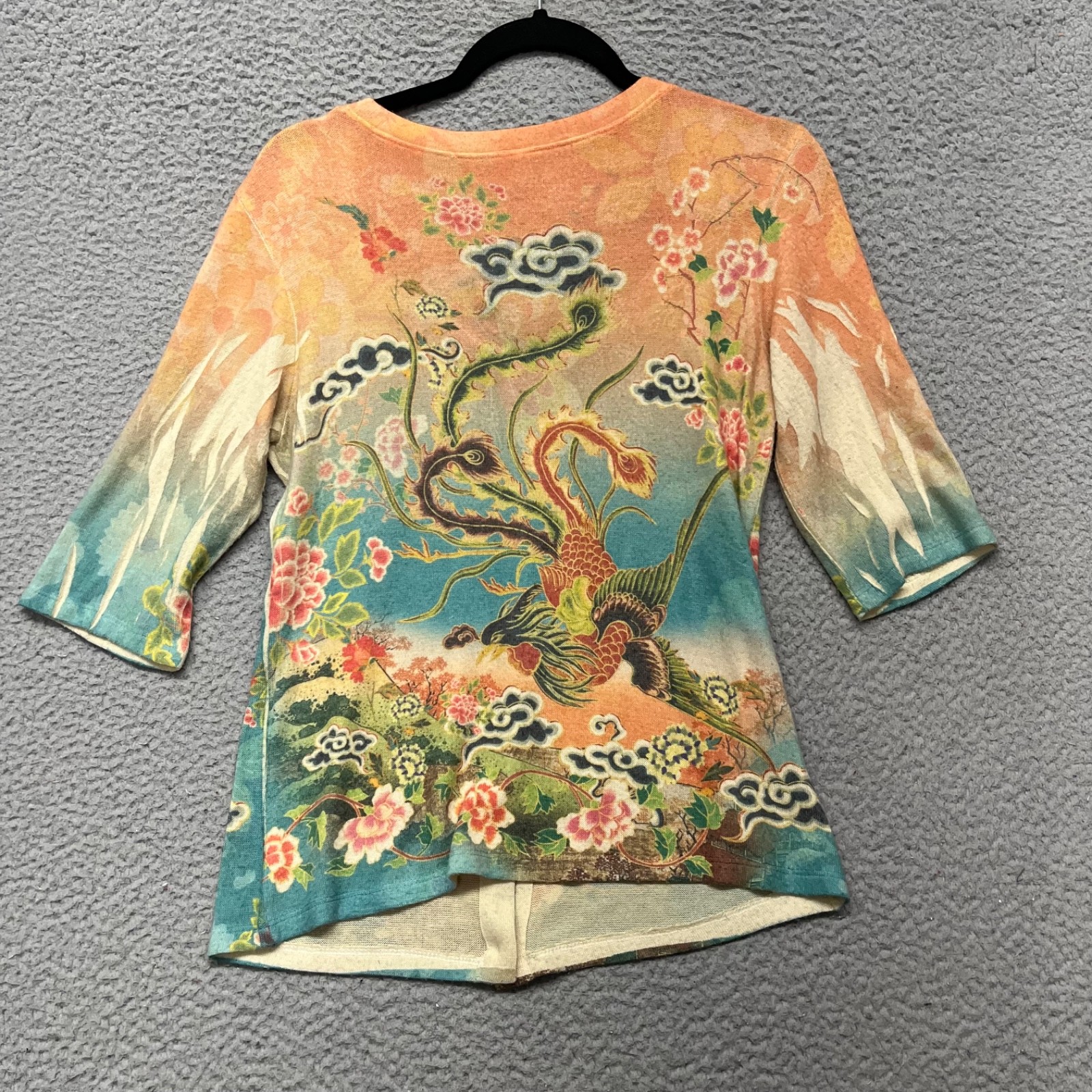 Mushka By Sienna Rose Top Womens S Colorful Oriental Asian Y2K Art Button Up