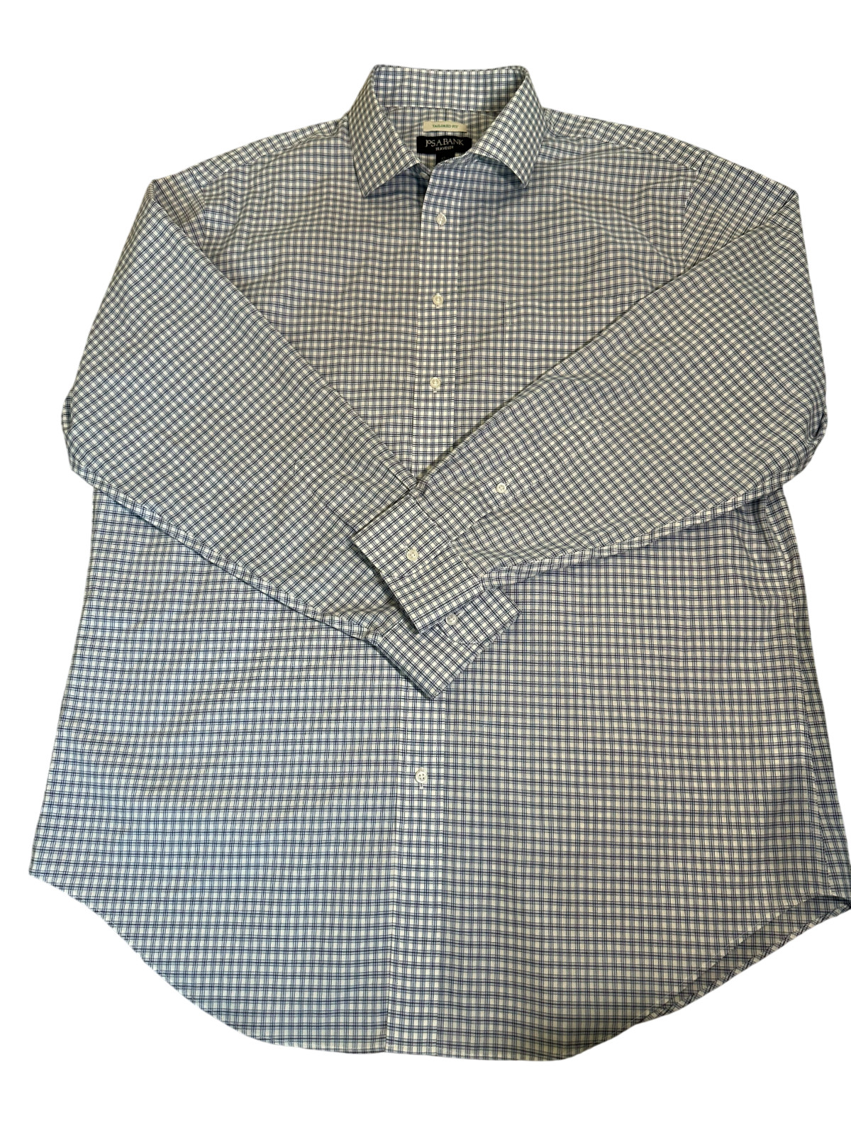 Jos. A. Bank Traveler Tailored Fit Button Up Shirt Men’s 17 1/2 Light Blue Check