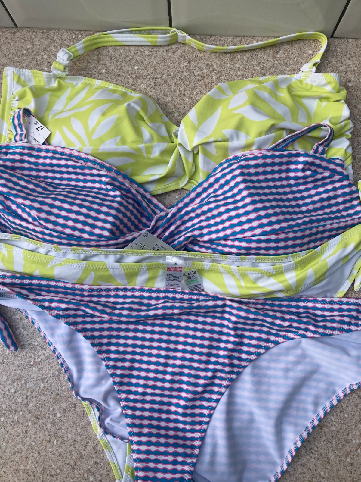 Matalan BNWT x 2 twisted bandeau padded bikini size 20 summer (388/461)