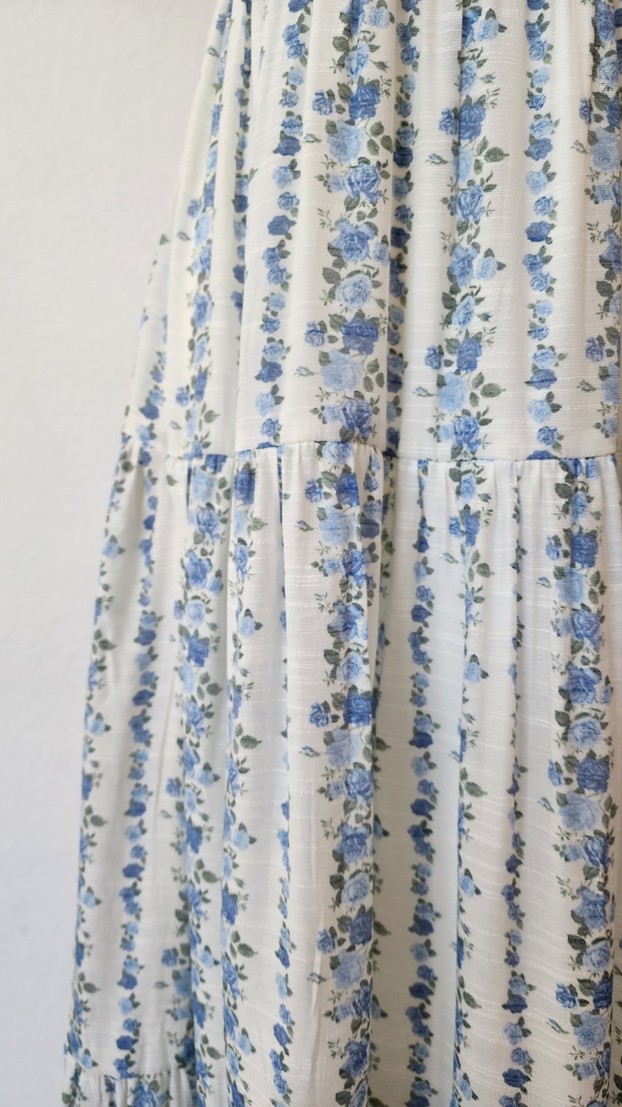 New Anthro Maxi Dress Size Small XS Blue Floral Coquette Wedding Brunch Crochet