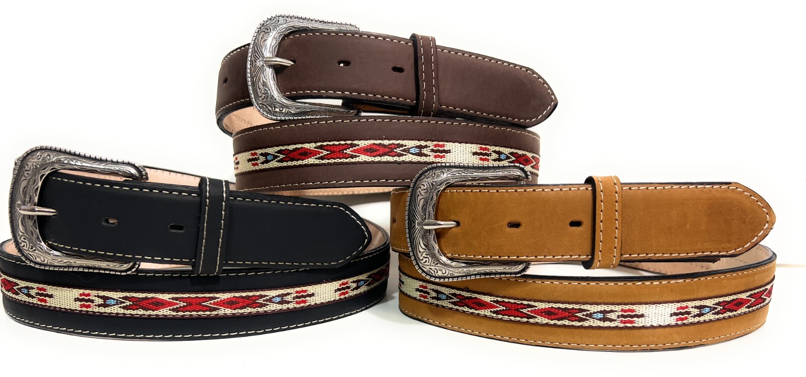 MEN’S WESTERN LEATHER BELT. SADDLE HORSE SOUTHWESTERN STYLE COWBOY RODEO BELT