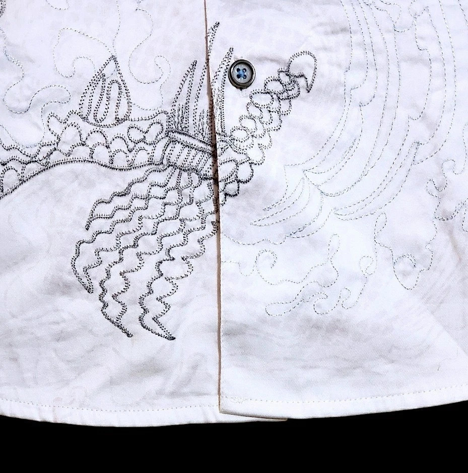 $378 Robert Graham Maelstorm Button Down Embroidery Tiger Dragon Paisley Shirt L